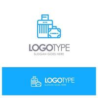 Luggage Bag Handbag Hotel Blue Logo Line Style vector