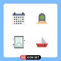 Universal Icon Symbols Group of 4 Modern Flat Icons of calendar hourglass event business productivity Editable Vector Design Elements