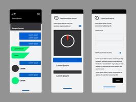 Conceptual message phone screen application interface presentation. UI, UX design vector