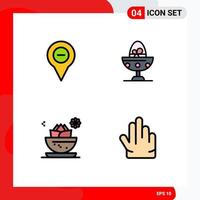 Group of 4 Modern Filledline Flat Colors Set for location food pin boiled egg local Editable Vector Design Elements