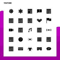 25 conjunto de iconos de youtube plantilla de ilustración de vector de icono de glifo sólido para ideas web y móviles para empresa comercial