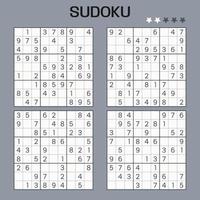 Set of Vector Sudoku puzzles. Easy level. Jigsaw with numbers. Educational game for kids or leisure game for adults.