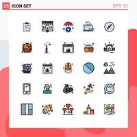 Universal Icon Symbols Group of 25 Modern Filled line Flat Colors of list coding webpage coder umbrella Editable Vector Design Elements