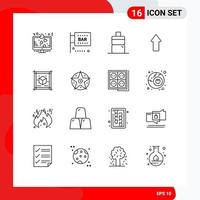 paquete de iconos vectoriales de stock de 16 signos y símbolos de línea para carga de documentos medios y entretenimiento flecha arriba elementos de diseño vectorial editables vector