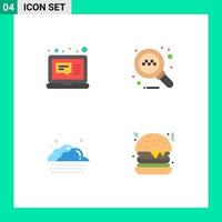 4 Flat Icon concept for Websites Mobile and Apps email weather message taxi fast food Editable Vector Design Elements