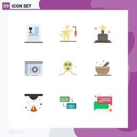 Set of 9 Commercial Flat Colors pack for software coding false app oscar Editable Vector Design Elements