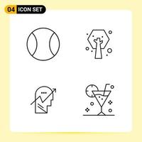 4 Creative Icons for Modern website design and responsive mobile apps 4 Outline Symbols Signs on White Background 4 Icon Pack Creative Black Icon vector background