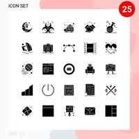 Pack of 25 Modern Solid Glyphs Signs and Symbols for Web Print Media such as element muslim camping hand handshake Editable Vector Design Elements