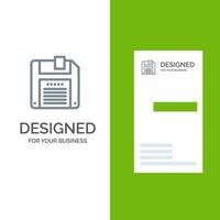 Floppy Diskette Save Grey Logo Design and Business Card Template vector