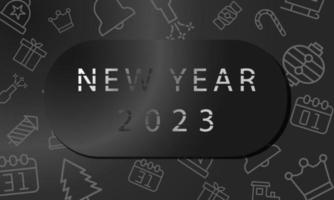 año nuevo 2023 fondo abstracto de color de línea negra para vector de diseño de redes sociales