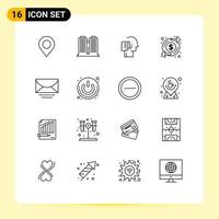 16 Creative Icons Modern Signs and Symbols of mail investment human increase tasks Editable Vector Design Elements