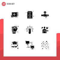 Modern Set of 9 Solid Glyphs and symbols such as tube engineer pipe architect gage Editable Vector Design Elements