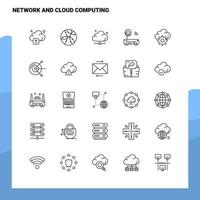 conjunto de iconos de línea de red y computación en la nube conjunto de 25 iconos diseño de estilo minimalista vectorial conjunto de iconos negros paquete de pictogramas lineales vector