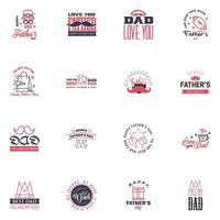 Happy Fathers Day 16 Black and Pink Vector Element Set Ribbons and Labels Editable Vector Design Elements