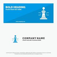 Chess Game Player King Poker SOlid Icon Website Banner and Business Logo Template vector