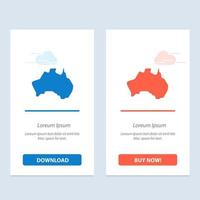 Australian Country Location Map Travel  Blue and Red Download and Buy Now web Widget Card Template vector