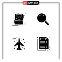 Set of 4 Solid Style Icons for web and mobile Glyph Symbols for print Solid Icon Signs Isolated on White Background 4 Icon Set Creative Black Icon vector background