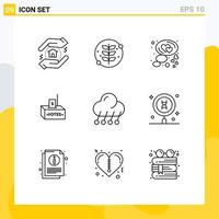 9 User Interface Outline Pack of modern Signs and Symbols of cloud money heart influence corruption Editable Vector Design Elements