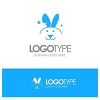 conejito conejo de pascua azul logotipo sólido con lugar para el eslogan vector