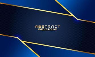 Luxury dark blue background stripes overlapping layers with shining golden lines, abstract background with blue neon effect metallic shapes vector