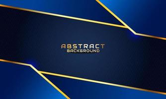 Luxury dark blue background stripes overlapping layers with shining golden lines, abstract background with blue neon effect metallic shapes vector