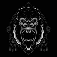 Giant Gorilla with Geometry Background Vector Illustration Design