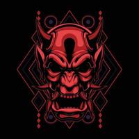 Oni Mask Legendary Creature from Japan Geometry Design Concept vector
