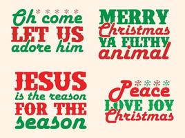 conjunto de diseño de camiseta svg de navidad, diseño de cita de navidad, diseño de camiseta retro, camiseta de feliz navidad vector