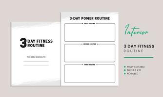 3 Day Fitness Routine Interior Template vector