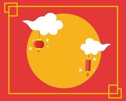 Happy chinese new year concept Yellow and red color with white cloud vector