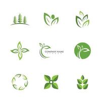 Logos of green Tree leaf ecology vector