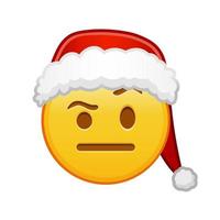 cara de navidad con una ceja levantada gran tamaño de emoji amarillo sonrisa vector