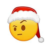 cara de navidad con una ceja levantada gran tamaño de emoji amarillo sonrisa vector