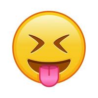 cara con lengua protuberante y ojos bien cerrados gran tamaño de emoji amarillo sonrisa vector