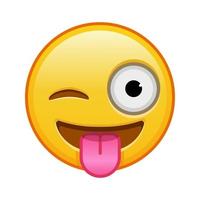 Face with tongue hanging out and winking eye Large size of yellow emoji smile vector