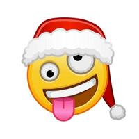 Christmas grinning face with one large and one small eye Large size of yellow emoji smile vector