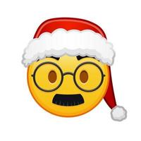 Christmas face with glasses and mustache Large size of yellow emoji smile vector