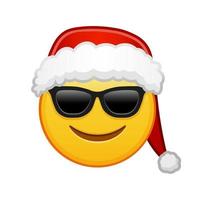 Christmas smiling face in sunglasses Large size of yellow emoji smile vector