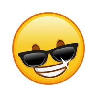 cara sonriente con gafas de sol de gran tamaño de emoji amarillo sonrisa vector