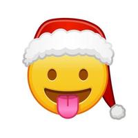 Christmas face with protruding tongue Large size of yellow emoji smile vector