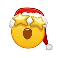 cara sonriente de navidad con ojos estrellados gran tamaño de emoji amarillo sonrisa vector