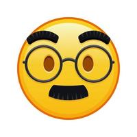 cara con gafas y bigote de gran tamaño de emoji amarillo sonrisa vector