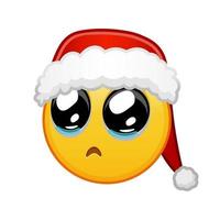 Christmas face with pleading eyes Large size of yellow emoji smile vector