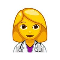 doctora o enfermera de gran tamaño con cara emoji amarilla vector