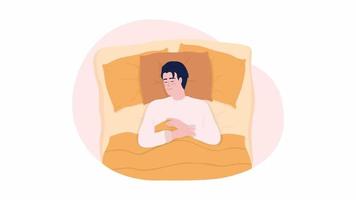 Animated isolated cozy sleeping pose. Looped flat 2D character HD video footage. Relaxed nap colorful animation on white background with alpha channel transparency for website, social media