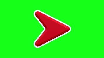 tela verde de animação de seta única vermelha 3d video