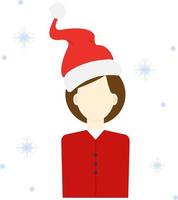 christmas people, woman with hat and snowflakes vector