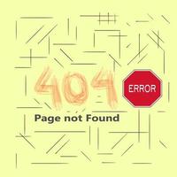 Error 404 page layout vector design