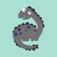 Cartoon Dinosaur flat style vector art illustration isolated on sky blue background