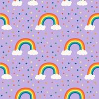Colorful Rainbow With cloud and stars seamless vector illustration pattern. Design for use background wrapping paper textile all over fabric and others